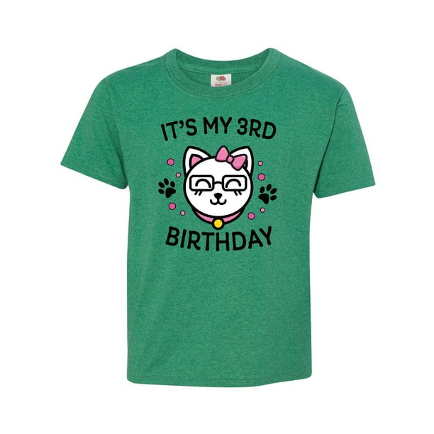 inktastic Its My 3rd Birthday with Cat in Glasses Toddler T-Shirt 